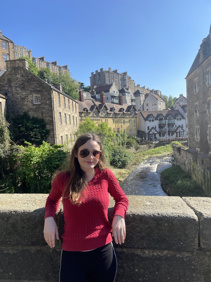 On the bridge over the Water of Leith at Dean Village.